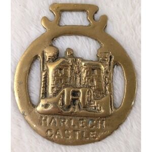 Vintage Brass Harlech Castle Wales Horse Bridle Medallion Harness Ornament